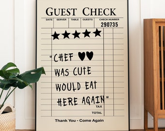 Guest Check Typography Wall Art, Trendy Dining Decor