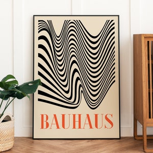Abstract poster art minimal wall decor geometric print modern Bauhaus print mid century modern print exhibition poster black white print