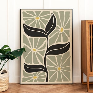 Botanic print sage green botanical wall decor printable wall art neutral flower print art floral Illustration botanic poster vintage print