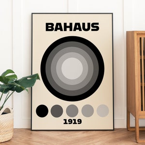 Abstract poster minimal wall decor geometric print modern Bauhaus wall decor mid century modern print exhibition poster black white print