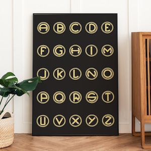 Tipografia arte de parede impressão gráfica decoração de escritório design moderno impressão alfabeto arte de parede moderna impressão de letras