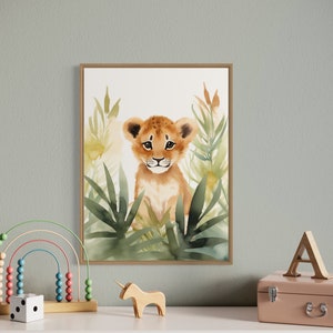 Safari Jungle Animal Print, Arte de la pared del vivero del tigre, Impresión del vivero del bosque, Cartel del vivero de la selva, Impresión del animal del bebé, Animales de la selva, Regalo del bebé