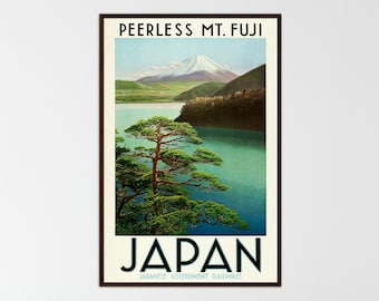 Retro Japan Travel Poster, Mount Fuji Print