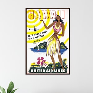 Kopie van Hawaï reisposter retro reisposter reismuur kunst vintage decor kustmuur kunst surf print reiscadeau