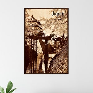Japan travel poster retro travel poster travel wall art Japanese vintage decor mountain wall art flower print travel gift