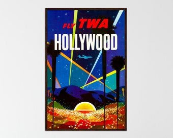 Los Angeles travel poster retro travel poster travel wall art Hollywood vintage decor retro wall art print travel gift