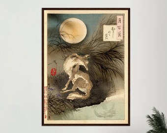 日本のアニマルアートプリント-浮世絵ウォールアート18 x 24額縁なし日本のアニメアートワークキャットバスプリント宮崎駿壁掛クールムービー風ホームデコ : AVARDAN ART 日本の浮世絵 アート 時代 海の動物 装飾