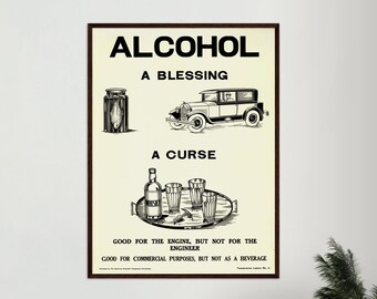 Vintage Alcohol Prohibition Advertisement Poster, Retro Print