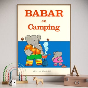 Babar der Elefant Wand Kunst Kinder Geschenk Retro Wand Kunst Illustration Druck Kinder Geschenk Wandkunst neutrales Geschlecht Baby Geschenk