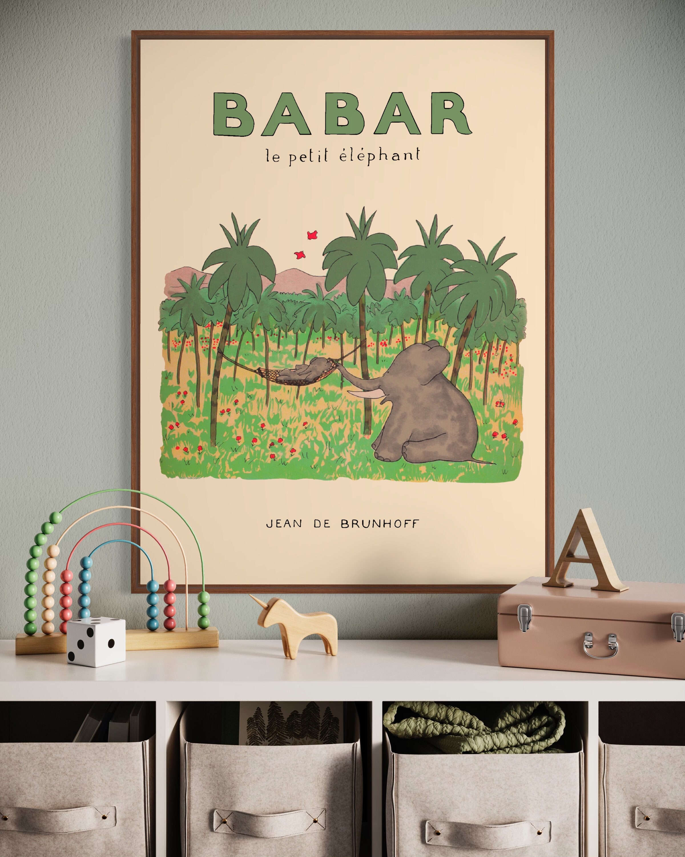 Babar the elephant wall decor, printable wall art, nursery decor, kids