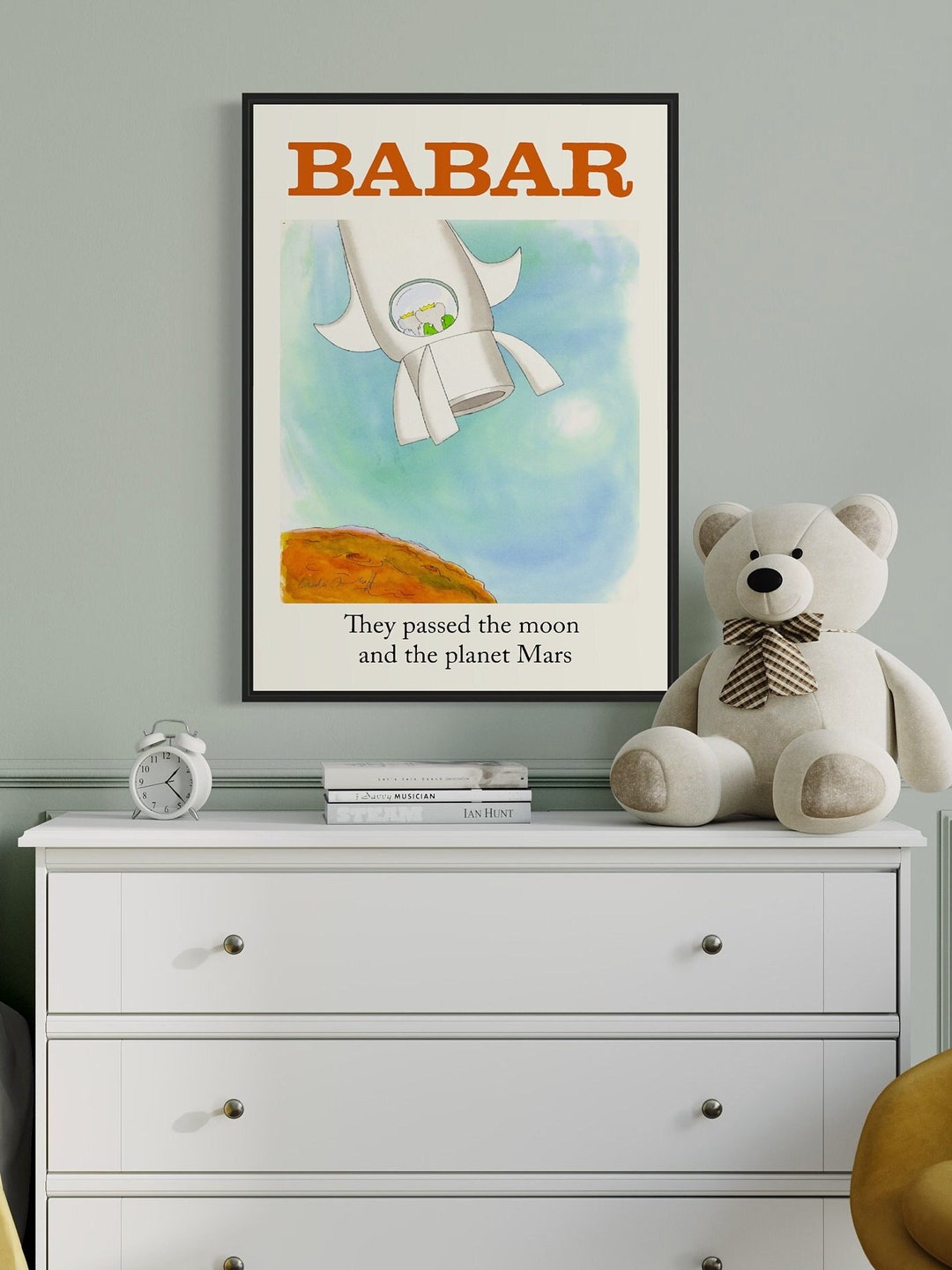 Babar the Elephant Wall Art Nursery Decor Kids Gift Retro Wall Art