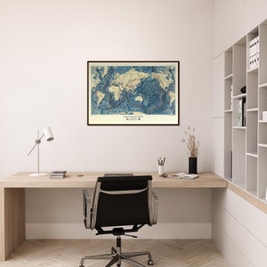 Ocean floor map art scientific print map vintage map ocean wall decor geology art gift for office image 7