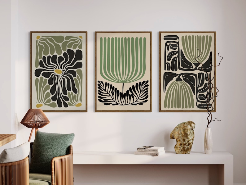 Abstract Botanical Wall Art, Digital Download Artful Boho Art Print Set ...