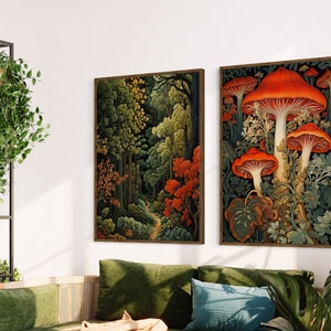 William Morris Mushroom Print Set, Botanical Forest Art - Etsy