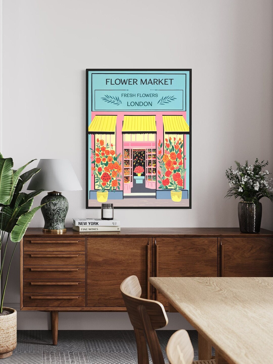 London Flower Market Print, Botanical Wall Art, Floral Decor - Etsy