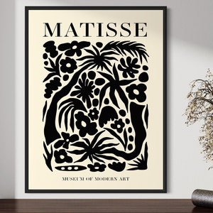 Póster de la exposición Henri Matisse / Arte mural floral minimalista