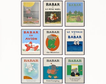 Babar the Elephant Nursery Prints, Set of 9 (Digital Download)