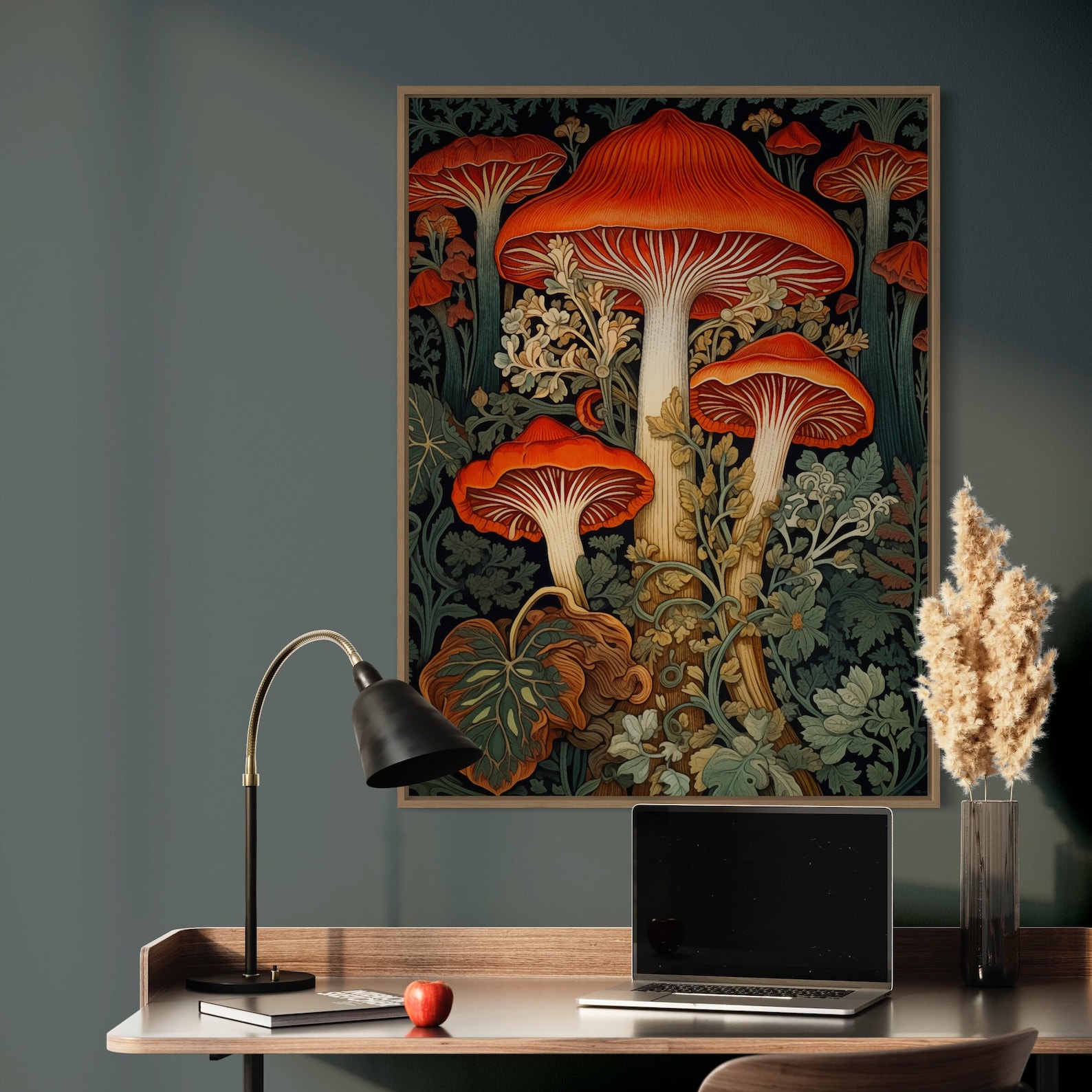 William Morris Inspired Mushroom Art Print, Mushroom Print, Botanical ...