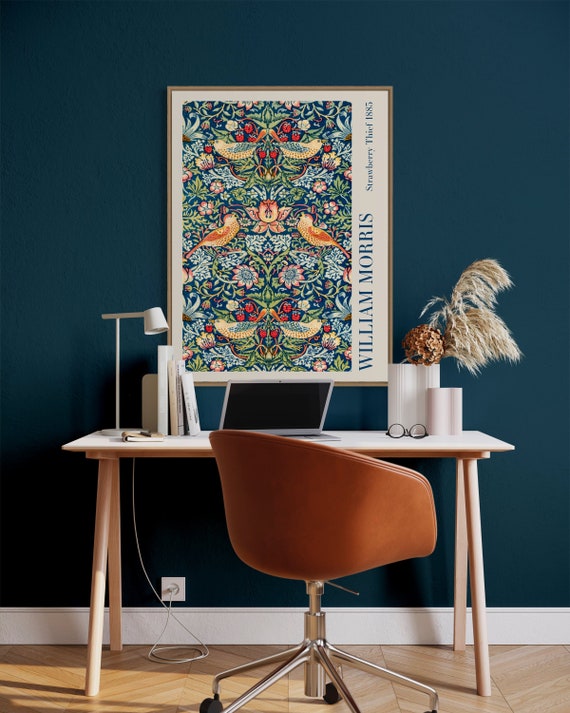 William Morris Strawberry Thief Print, Botanical Art Nouveau Poster