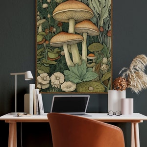 William Morris Inspired Mushroom Art Print, Botanical Wall Decor - Etsy