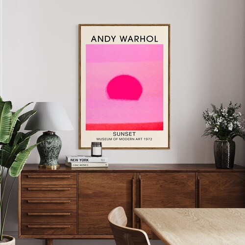 Andy Warhol Sunset Exhibition Print, Pink Wall Art