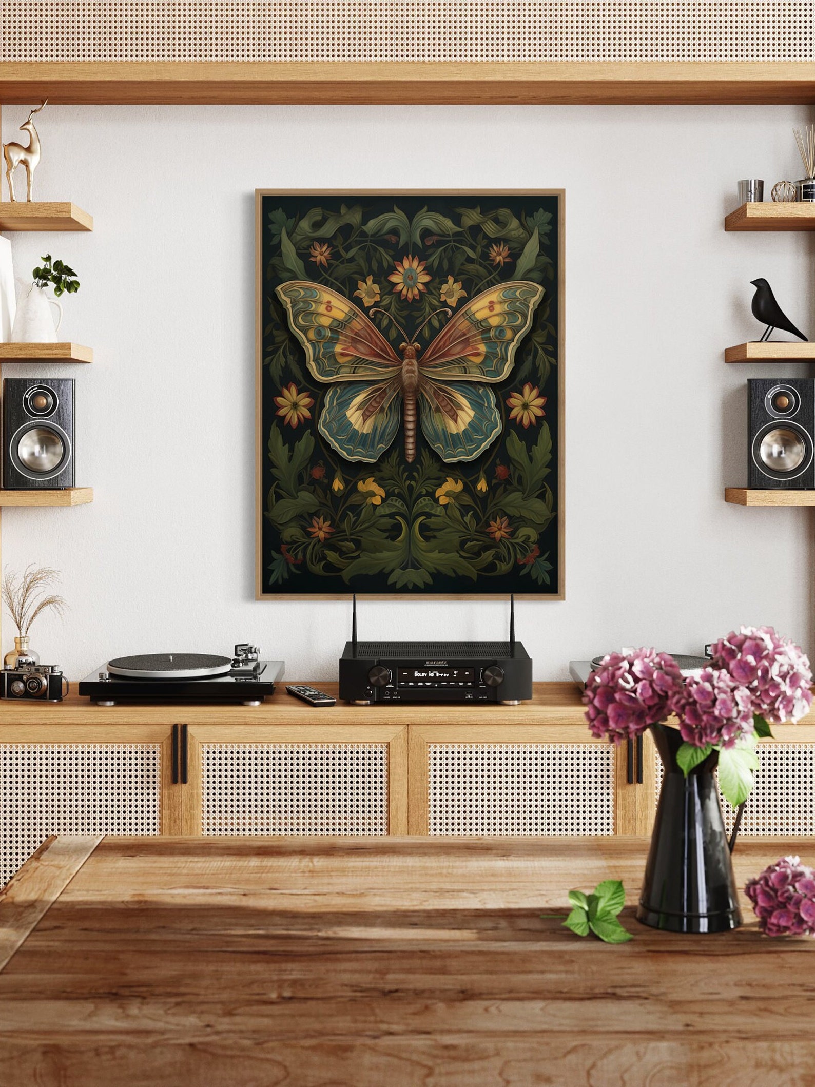 William Morris Butterfly Art Print, Botanical Decor - Etsy