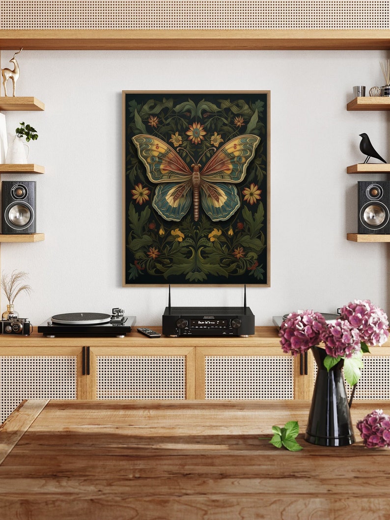 William Morris Butterfly Art Print, Botanical Decor - Etsy