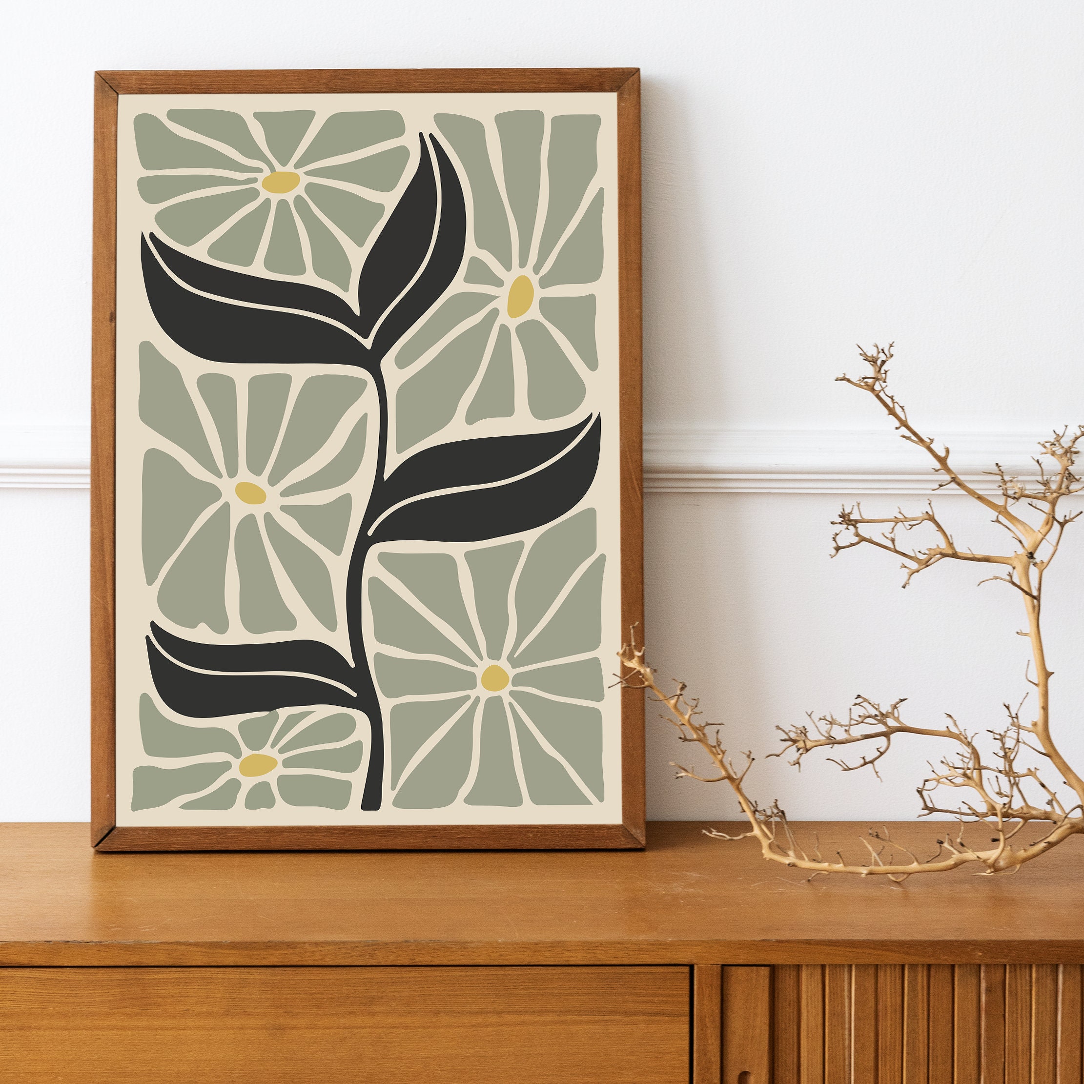 Botanic Print Sage Green Botanical Wall Decor Printable Wall Art ...