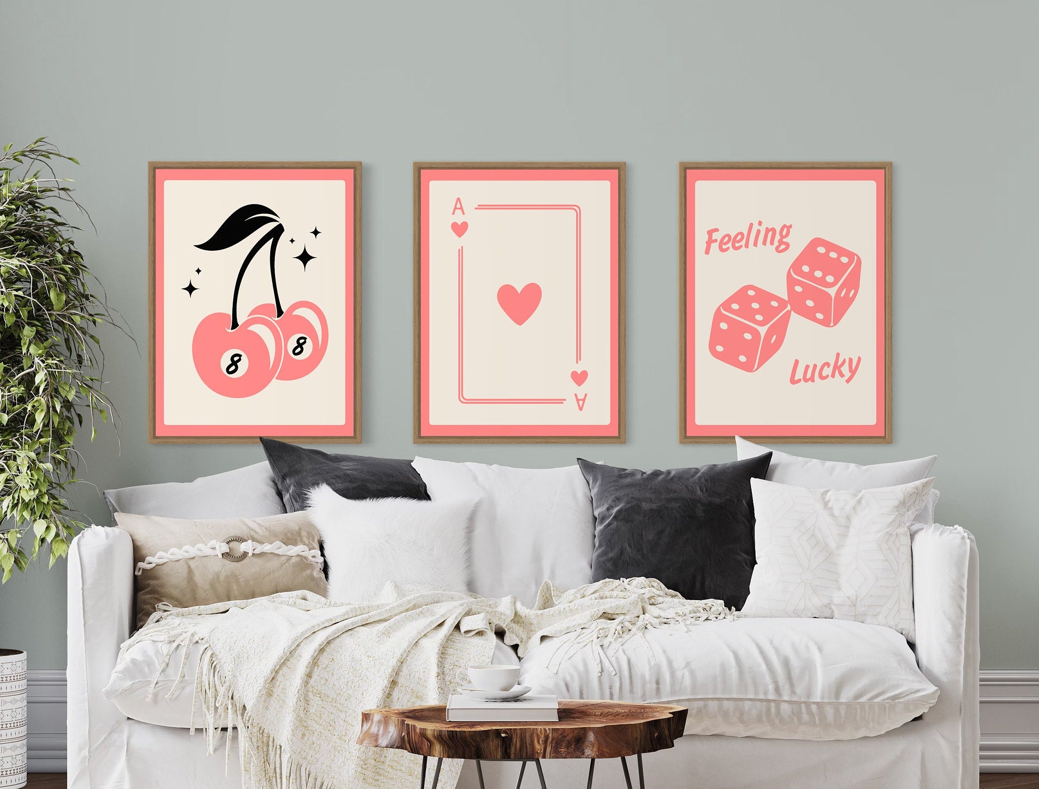 Retro Trendy Pink Wall Art Set of 3 (digital Download) - Etsy