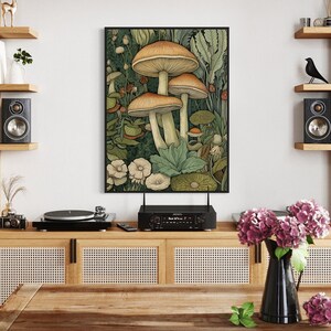William Morris Inspired Mushroom Art Print, Botanical Wall Decor - Etsy