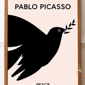 Picasso exposition affiche décoration murale moderne minimal impression Picasso Wall Art Picasso exposition dart contemporain musée dart noir et beige image 3