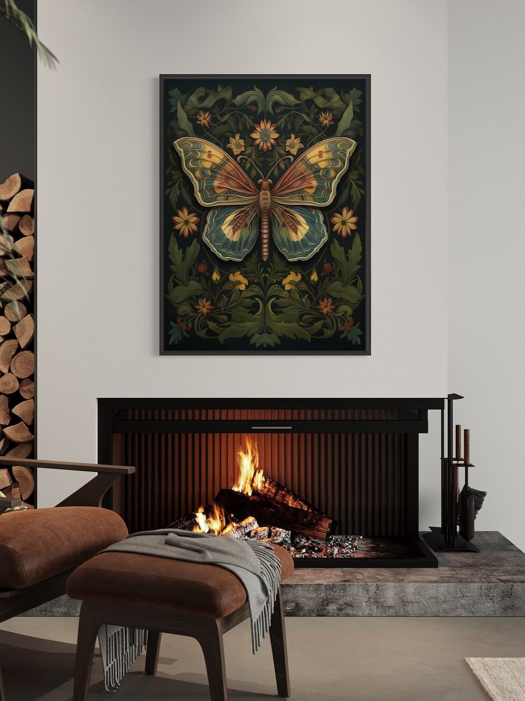 William Morris Butterfly Art Print, Botanical Decor - Etsy