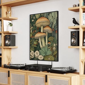 William Morris Inspired Mushroom Art Print, Botanical Wall Decor - Etsy