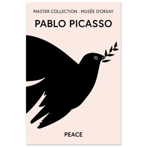 Picasso exposition affiche décoration murale moderne minimal impression Picasso Wall Art Picasso exposition dart contemporain musée dart noir et beige 40x60 cm / 16x24″