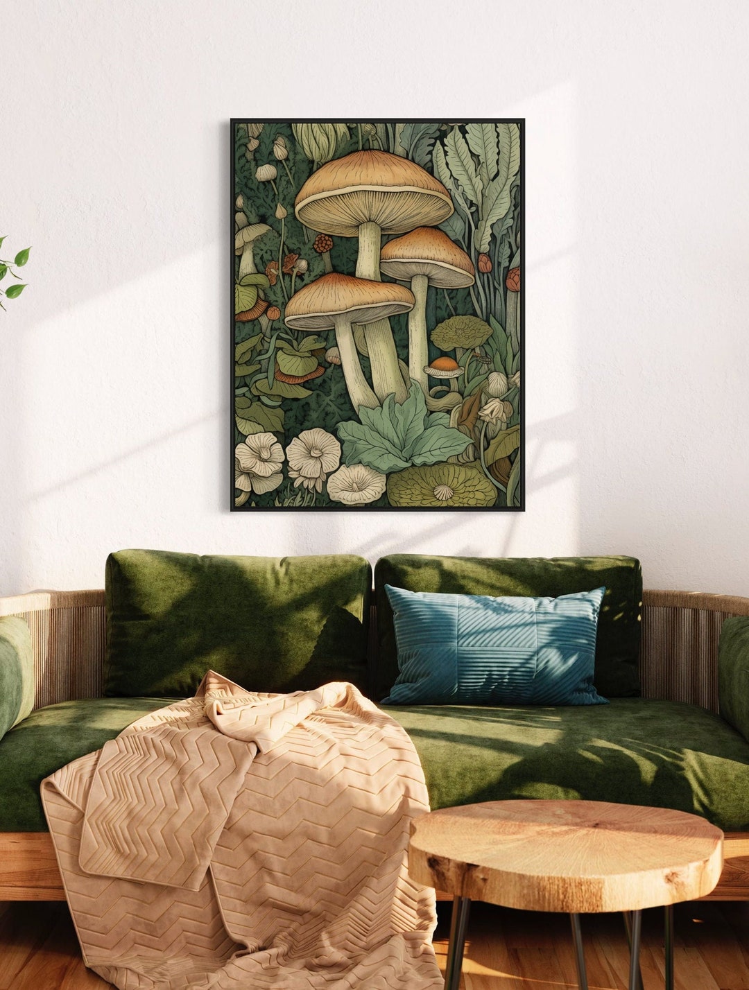 William Morris Inspired Mushroom Art Print, Botanical Wall Decor - Etsy
