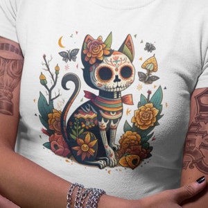 Día de Muertos 猫 T シャツ