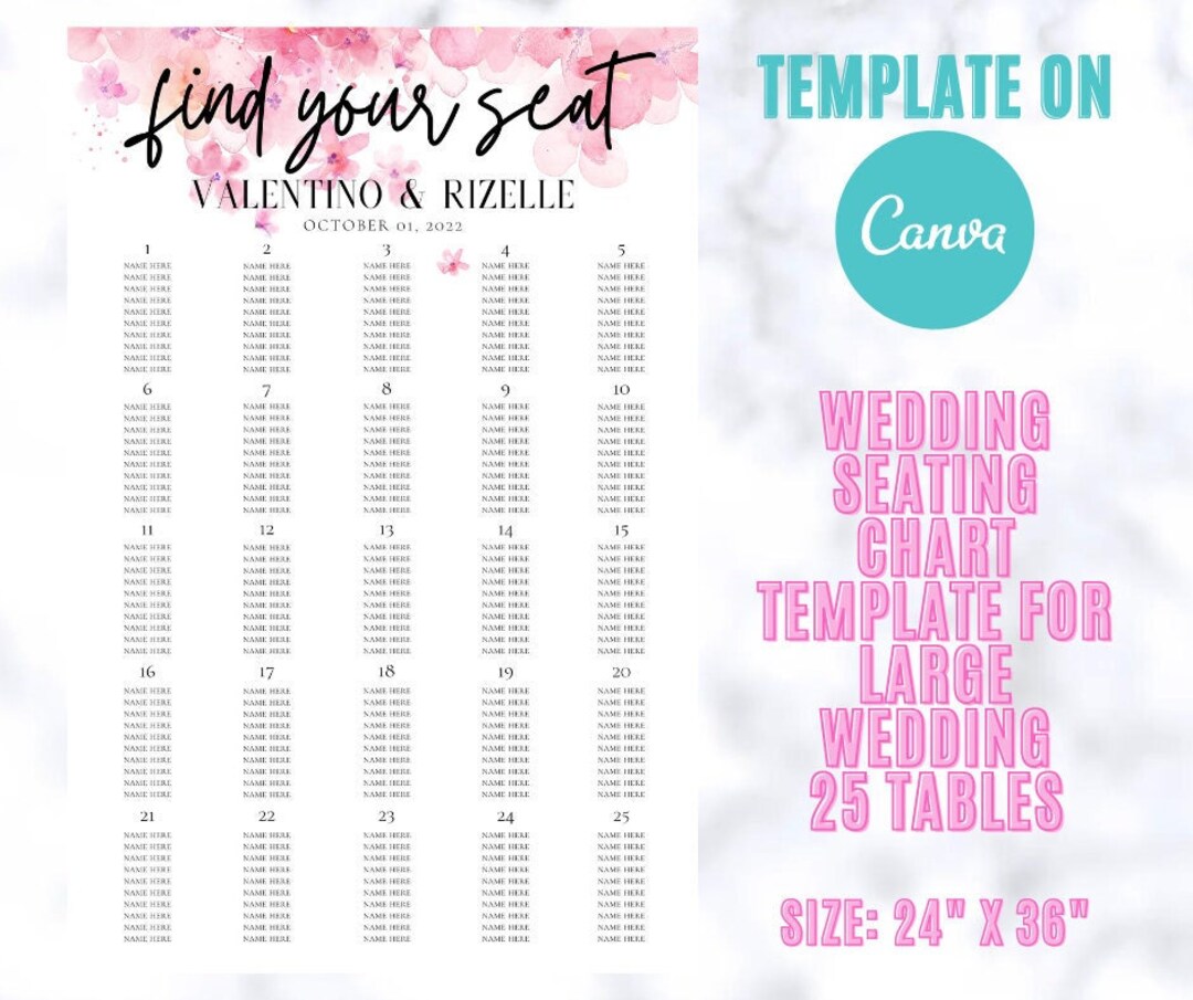 Wedding Seating Chart Template Seating Plan Sign for Large Wedding 25 Wedding Seating Chart Template Seating Plan Sign for Large Wedding 25