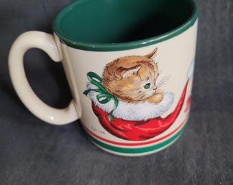 1989 Kitty Mischief Mug Potpourri Press Ceramic Coffee Hot Chocolate Mug Xmas Holiday Christmas