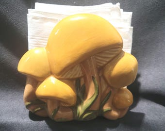 Vintage Mushroom Ceramic Napkin Holder