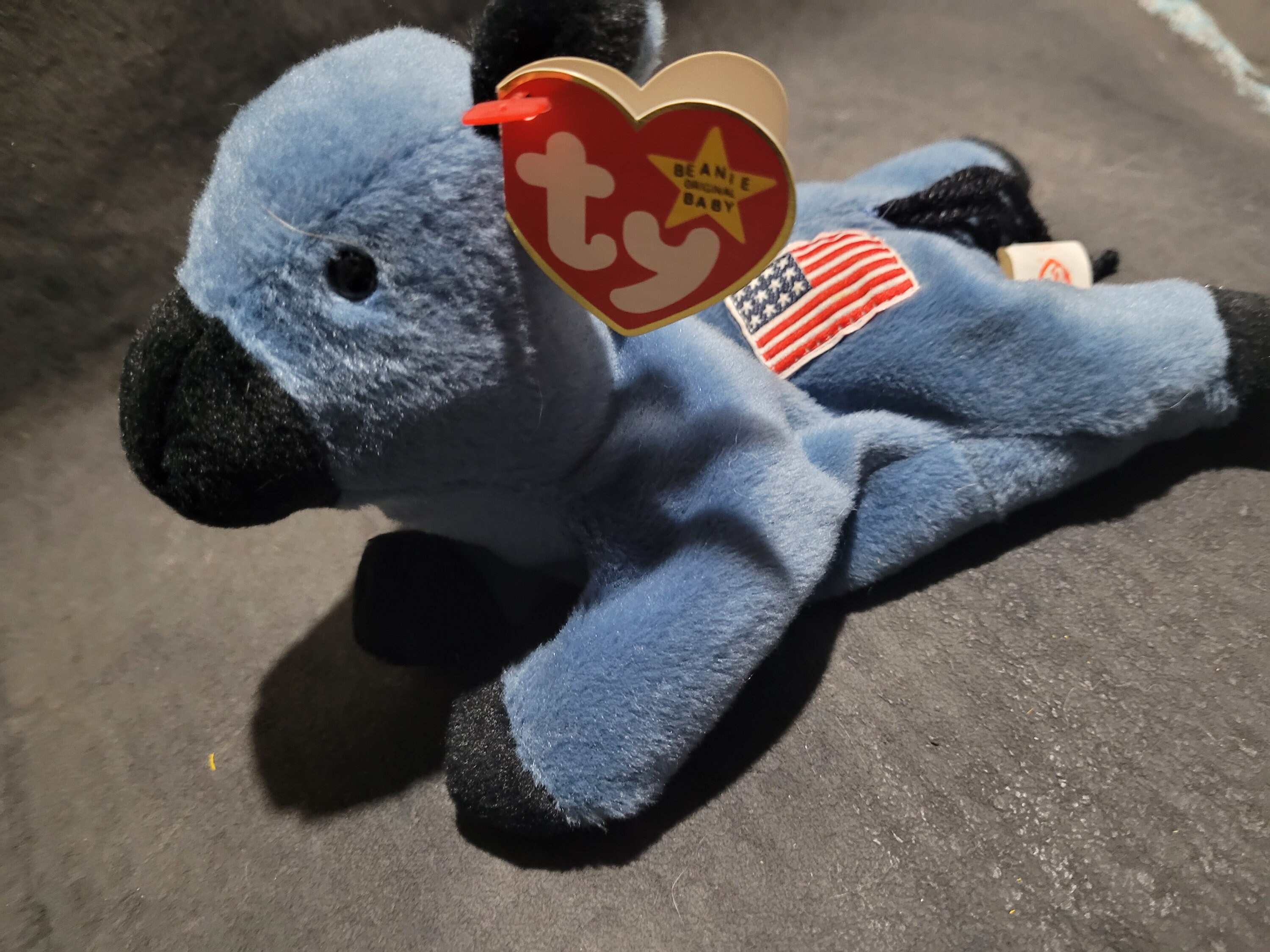 Ty Beanie Baby “lefty” the Patriotic Donkey - USA Flag Embroidered