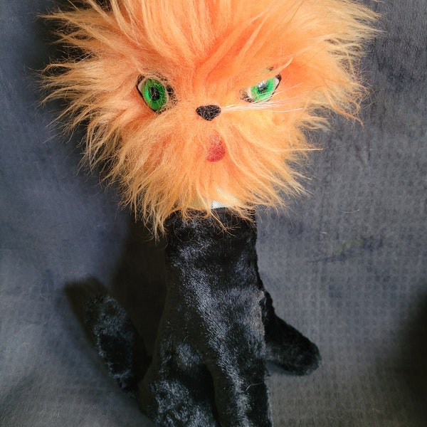 1960s Carnival prize Cat orange crazy hair