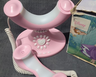 Disney Princess Corded Phone Home Telephone Girls Heart Pink Vintage EUC  w/ Box