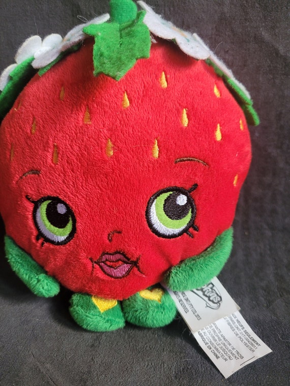 Shopkins Strawberry Kiss Stuffed Animal Plush Toy Pillow Red Green Big Eyes Etsy UK