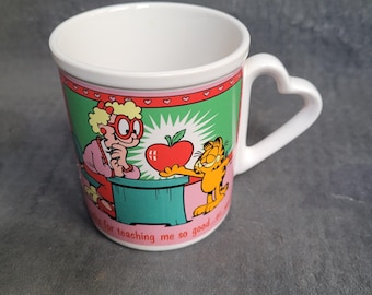 Caneca vintage do gato Garfield em quadrinhos de 1978, obrigado por me ensinar tão bem