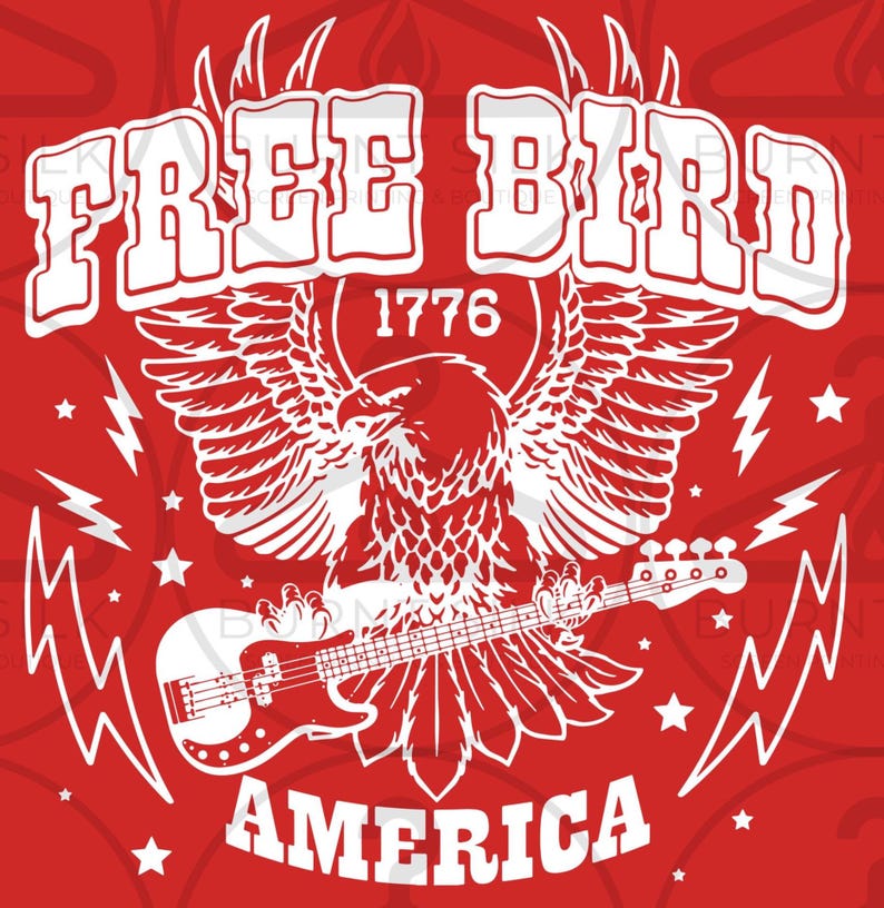 Free Bird Tshirt Design File, Cut File, SVG, PNG, AI- Band Tshirt, Graphic Tshirt, Tumbler, uvdtf, dtf, rock and roll, cute, trendy image 2