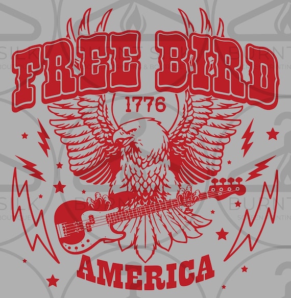 Free Bird Tshirt Design File, Cut File, SVG, PNG, AI- Band Tshirt, Graphic Tshirt, Tumbler, uvdtf, dtf, rock and roll, cute, trendy