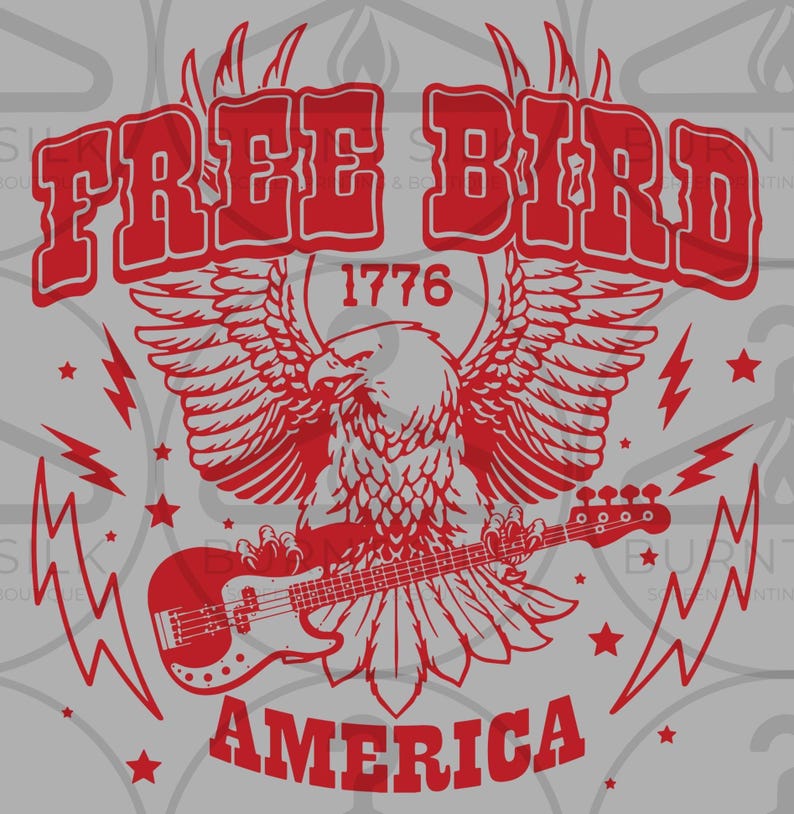 Free Bird Tshirt Design File, Cut File, SVG, PNG, AI- Band Tshirt, Graphic Tshirt, Tumbler, uvdtf, dtf, rock and roll, cute, trendy image 1