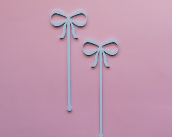 Blue Bow Drink Stirrers-SET OF 4- cut out Drink Stirrers- swizzle sticks- Stir Stick