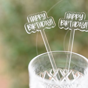 Happy Birthday Drink Stirrers- Birthday Party Decor- Birthday swizzle sticks- Drink Stirrers- Drink Tags