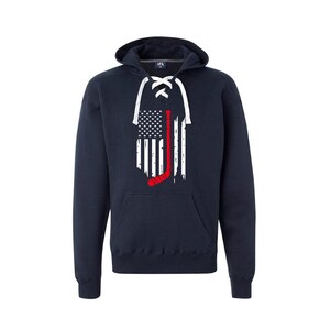 USA Flag Hockey Stick - Men's Hooded Sweatshirt